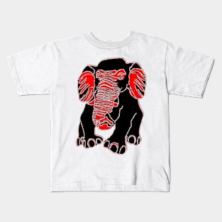 Elephant silhouette Siluet 3D 大象 elefant pixelart Kids T-Shirt